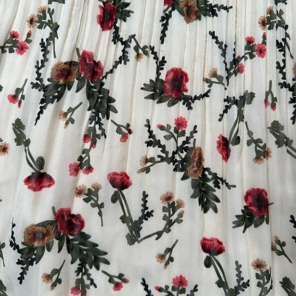 Floral Pleated Flowy Midi Skirt Neutral Colours Size Medium - Picture 3 of 12